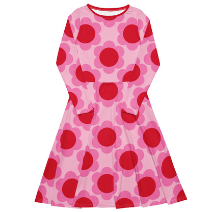 Midi dress - ELLIE red - Classic floral print 6XL
