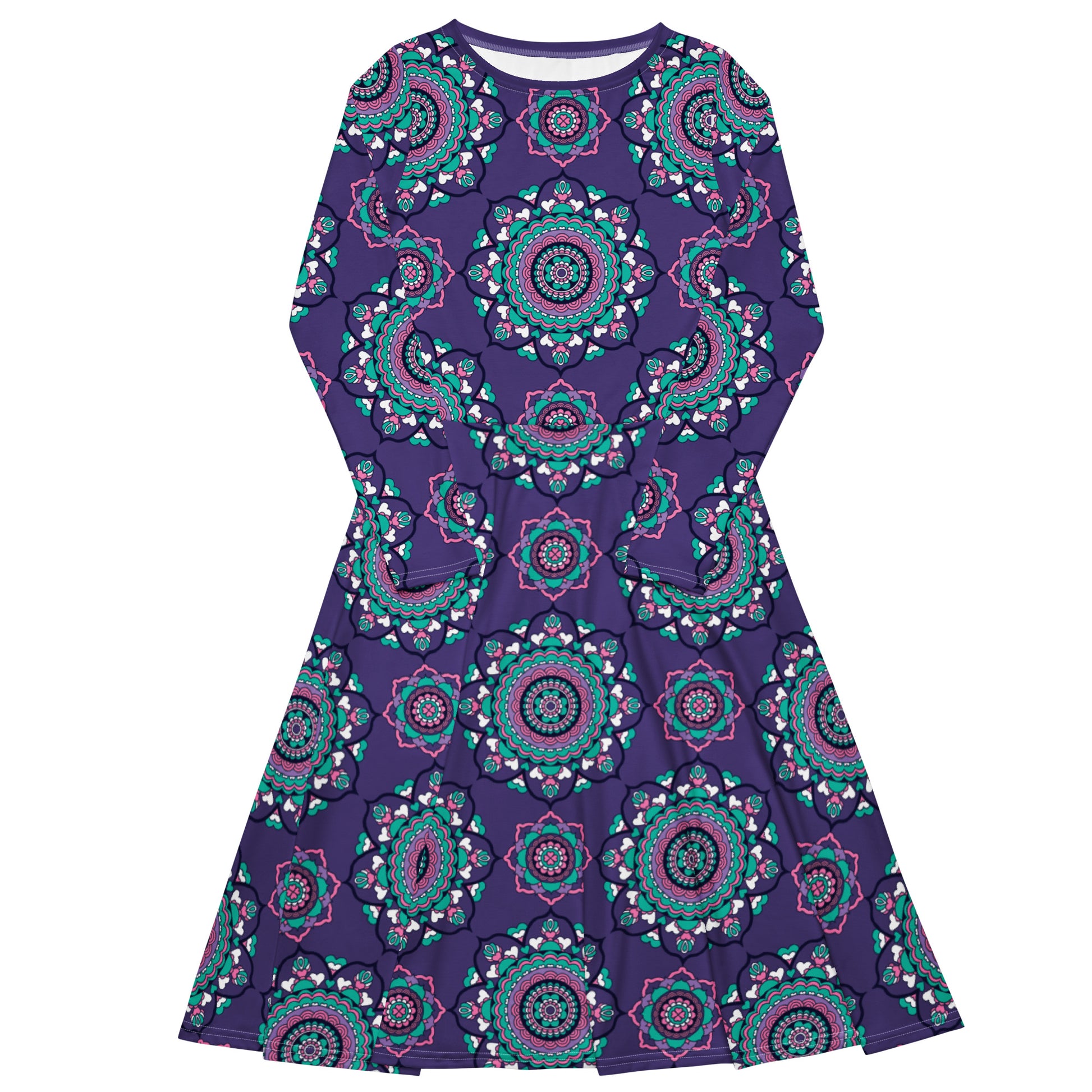 Midi dress - FOREVERMORE summer violet - Romantic flower and heart print 6XL