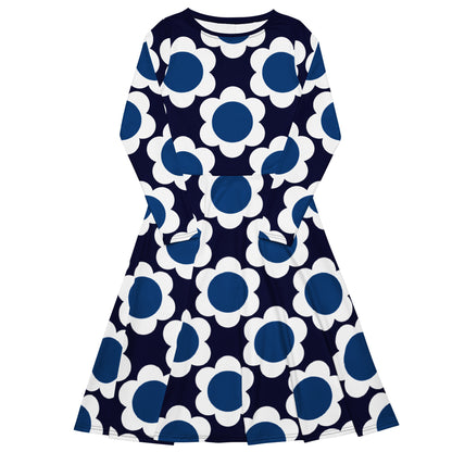 Midi dress - ELLIE blue white - Classic floral print 6XL