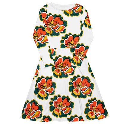 Midi dress - POPPY PARADE retro white - Bold poppy print 3XL