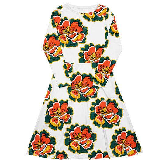Midi dress - POPPY PARADE retro white - Bold poppy print 3XL