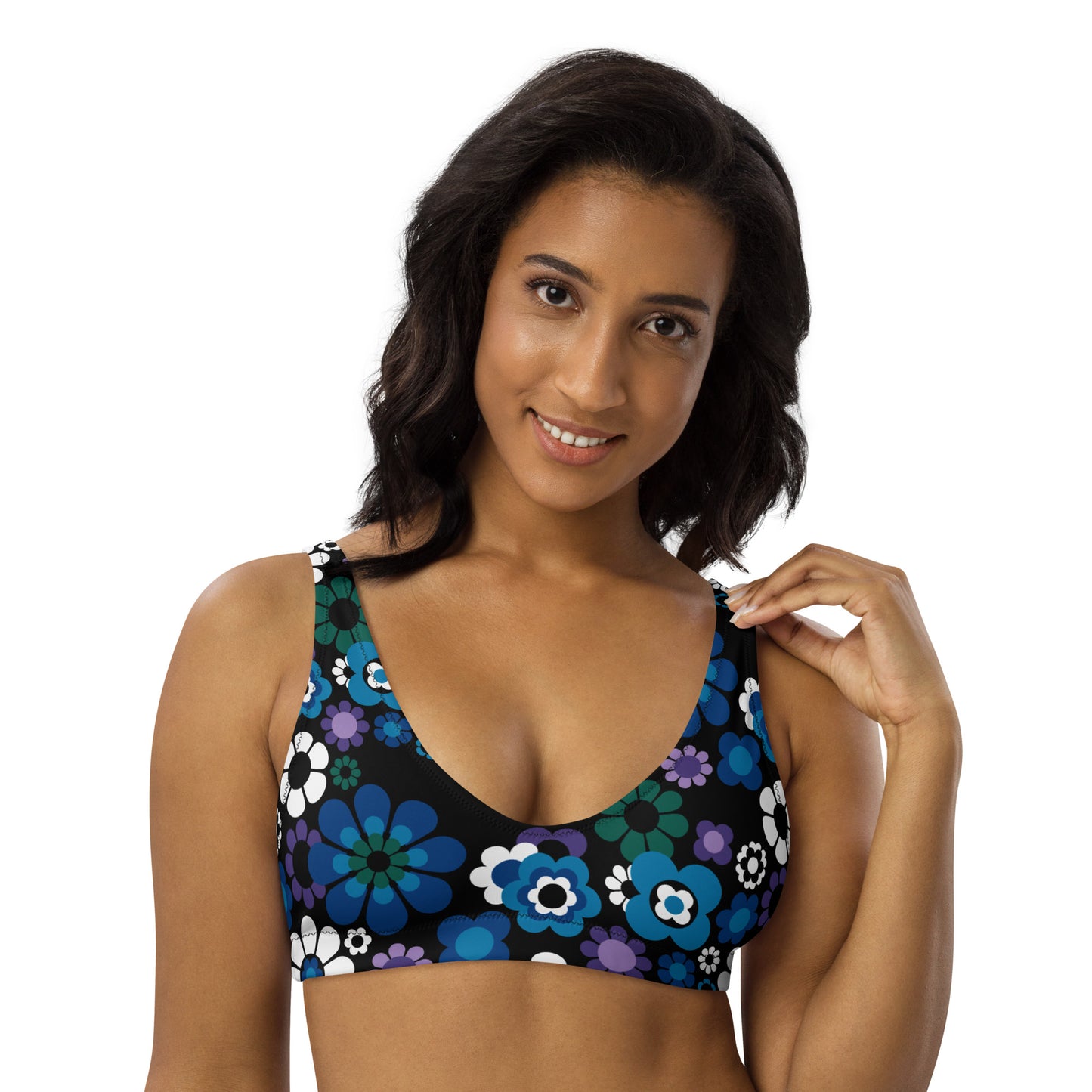 Bikini top - FLOW-POW blue - Funky flower power print