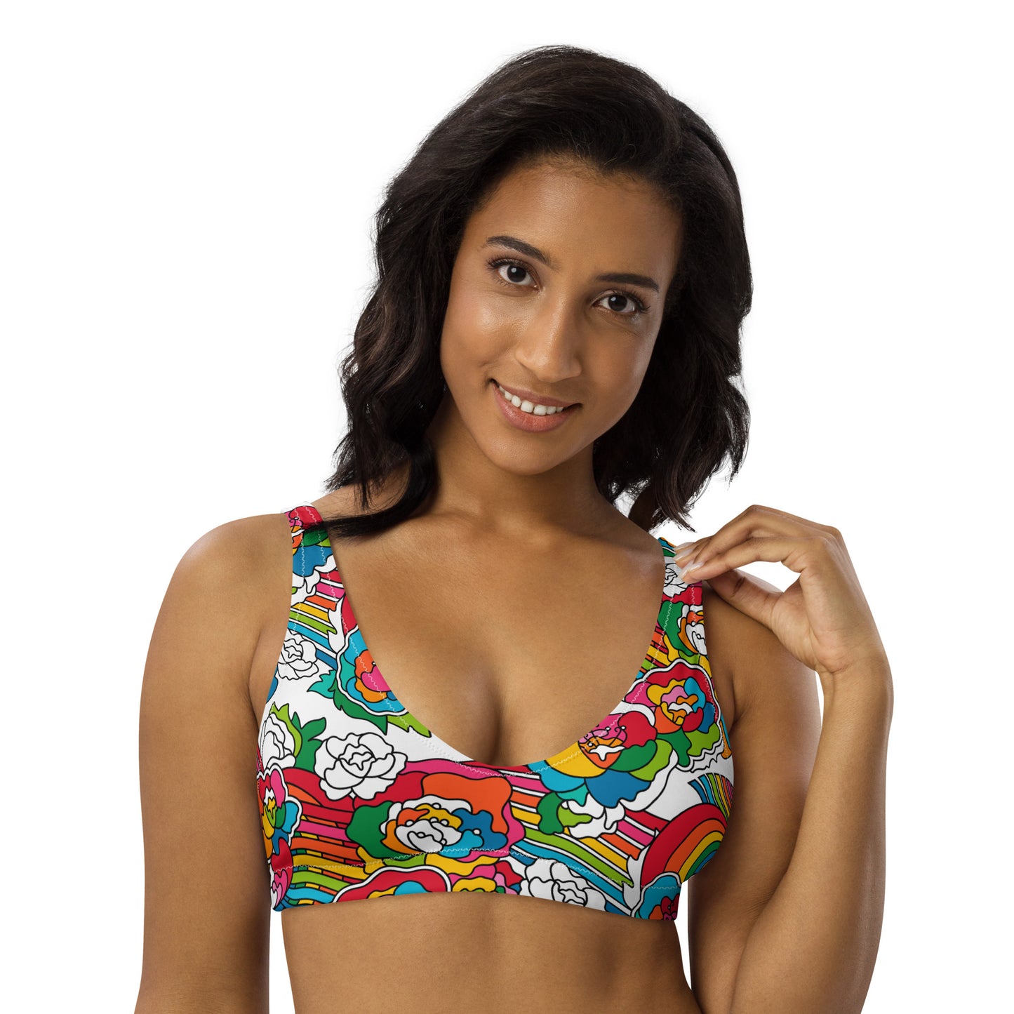 Bikini top - RAINBOW-NEL - Joyful rainbow print 3XL