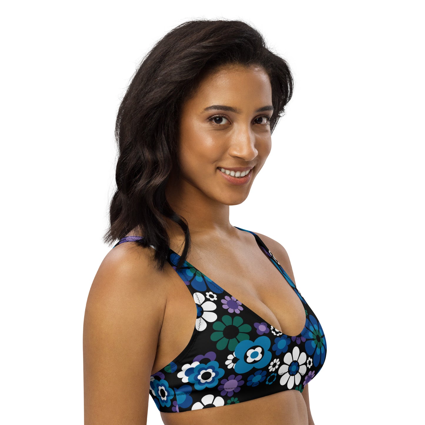 Bikini top - FLOW-POW blue - Funky flower power print