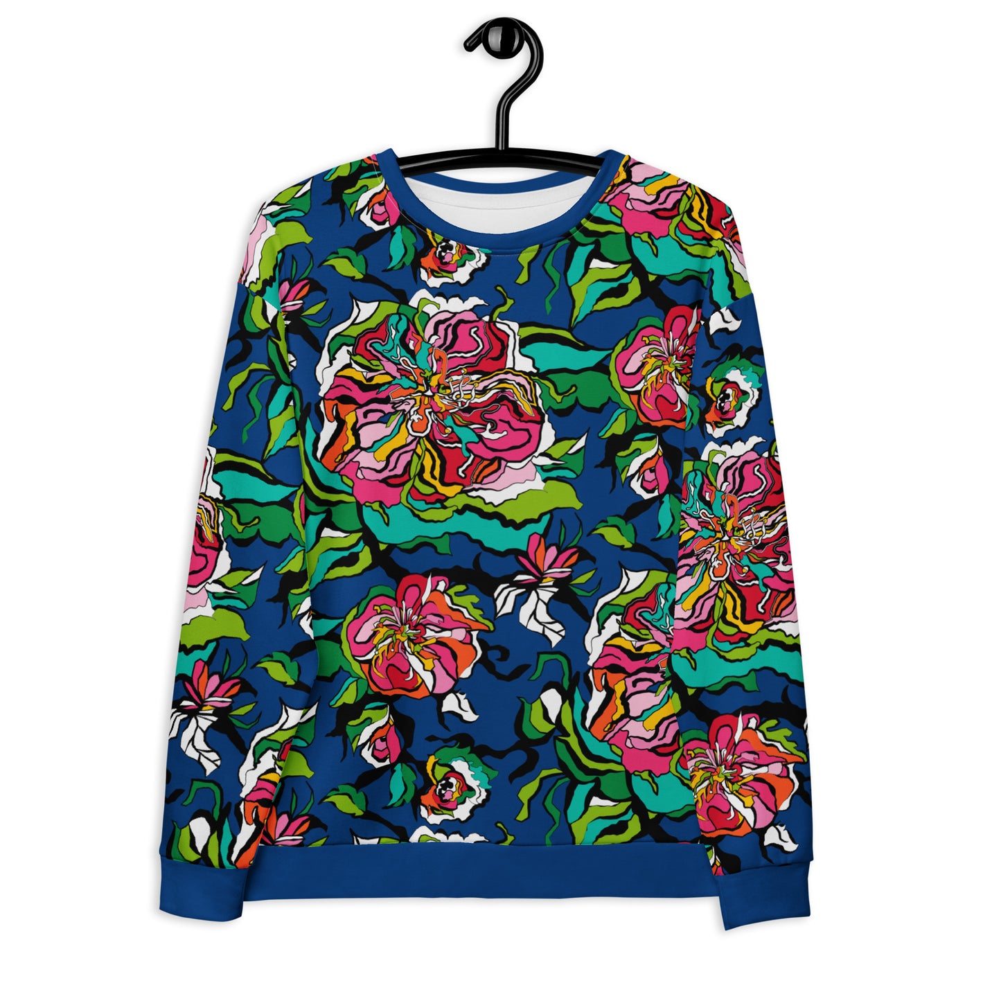 Sweatshirt - BLOOM RIOT blue - Edgy floral print 6XL