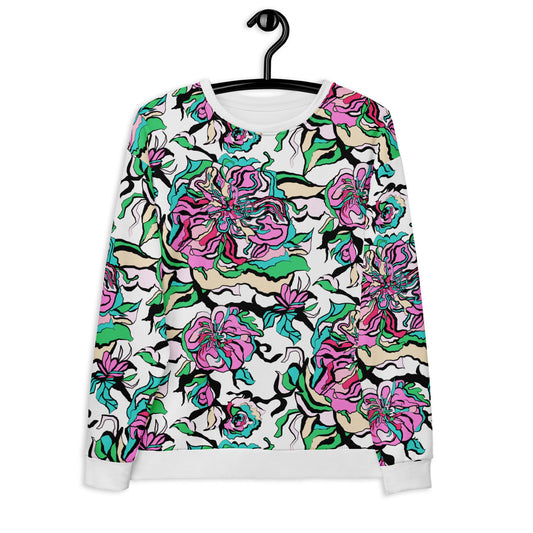 Sweatshirt - BLOOM RIOT pink white - Edgy floral print 6XL