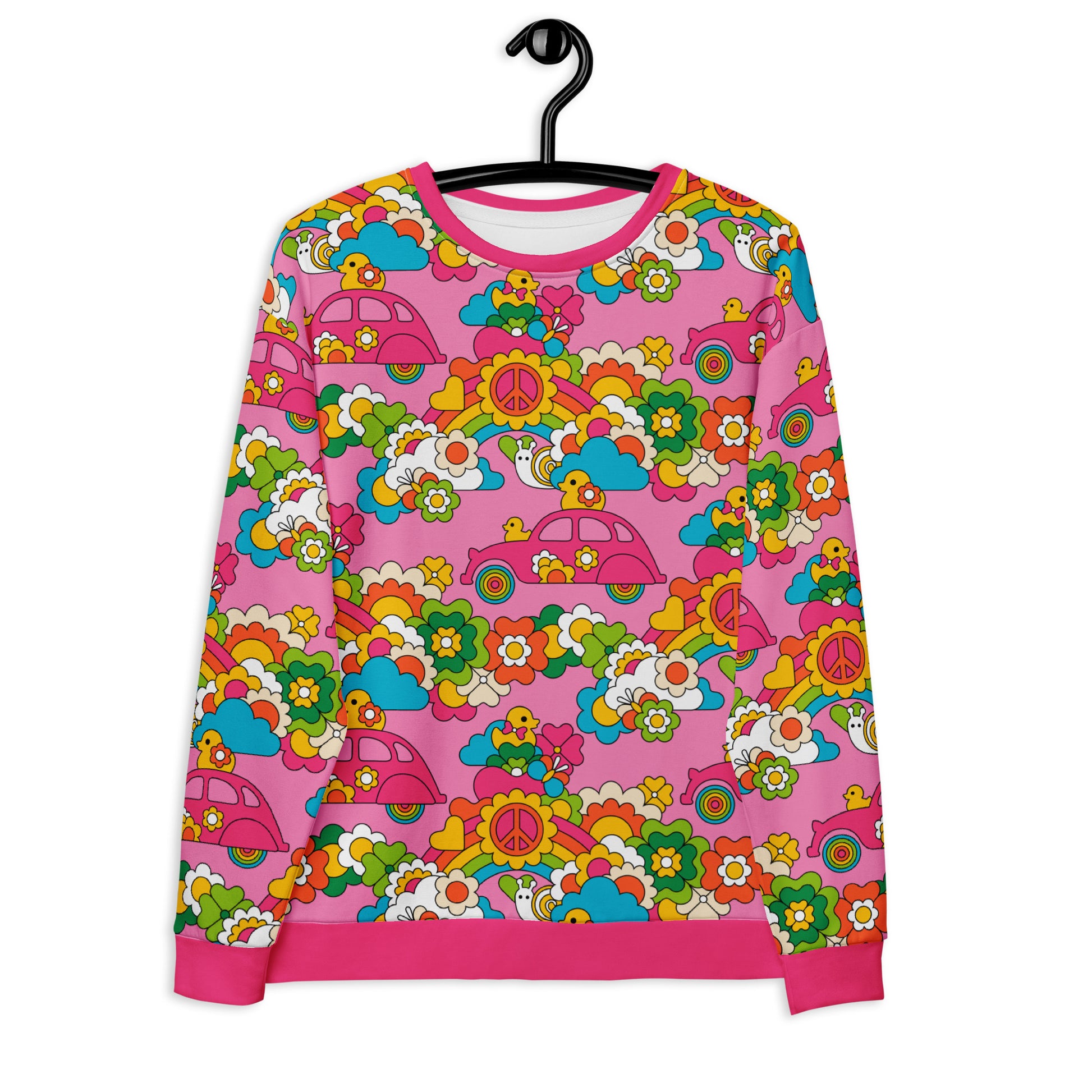 Sweatshirt - DUCKS AND PEACE sweet - Hippie roadtrip print 6XL