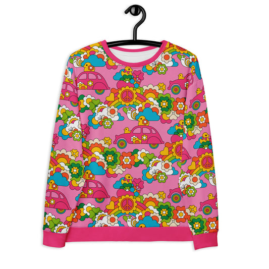 Sweatshirt - DUCKS AND PEACE sweet - Hippie roadtrip print 6XL