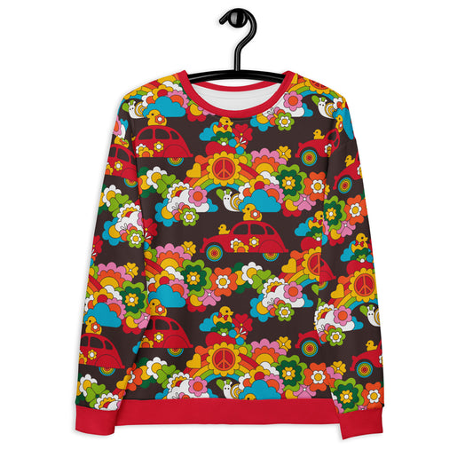 Sweatshirt - DUCKS AND PEACE rainbow - Hippie roadtrip print 6XL