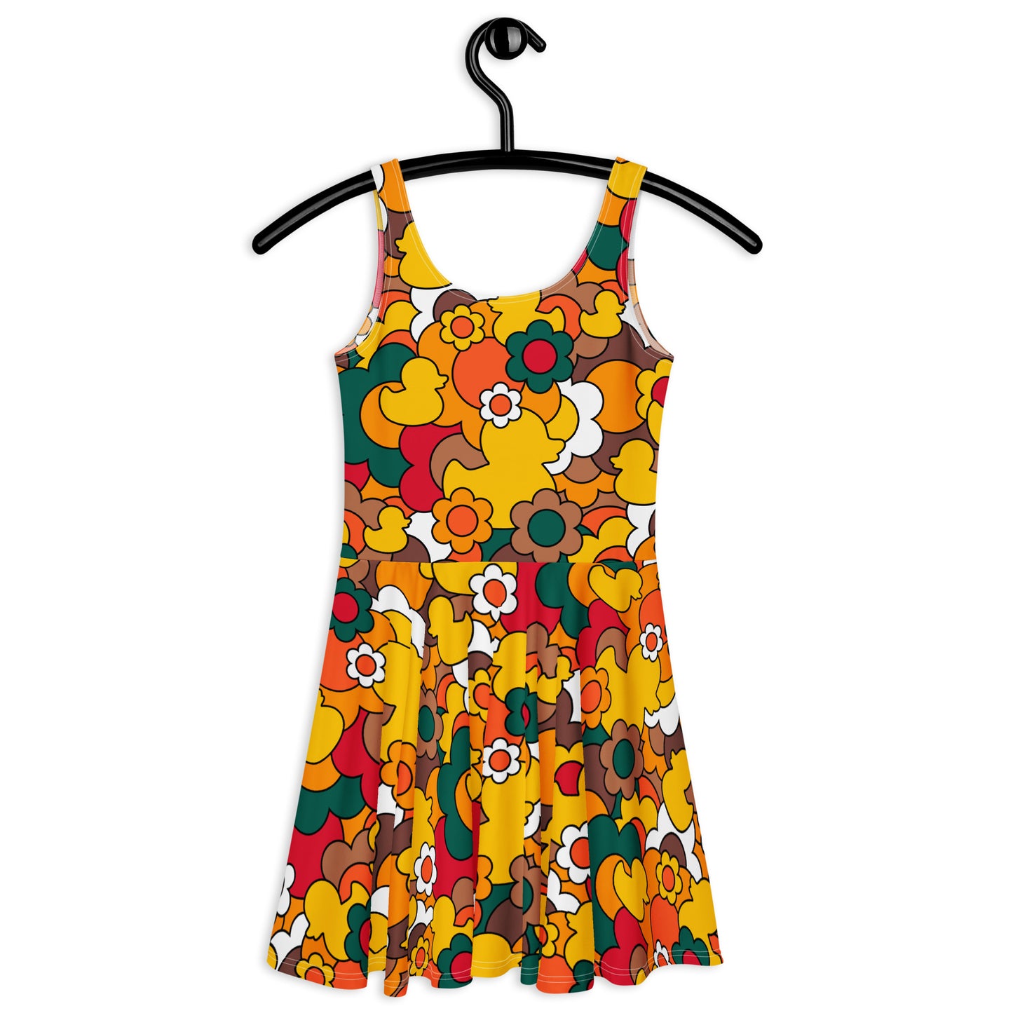 Skater dress - DUCK PARADISE retro - Flower ducks print