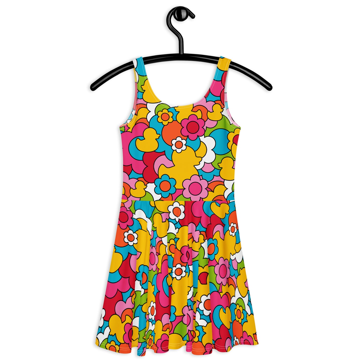Skater dress - DUCK PARADISE color - Flower ducks print