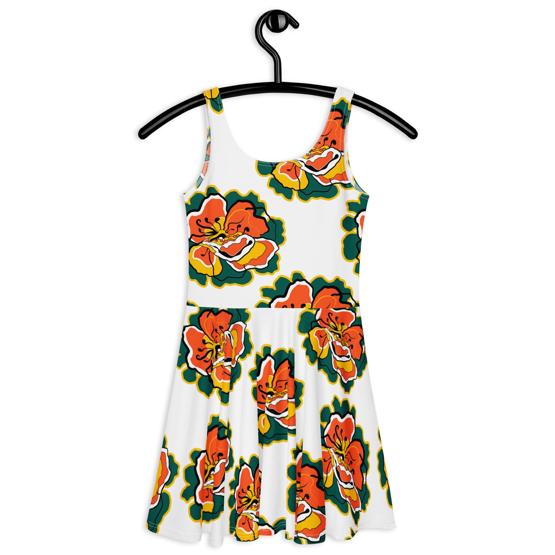Skater dress - POPPY PARADE retro white - Bold poppy print
