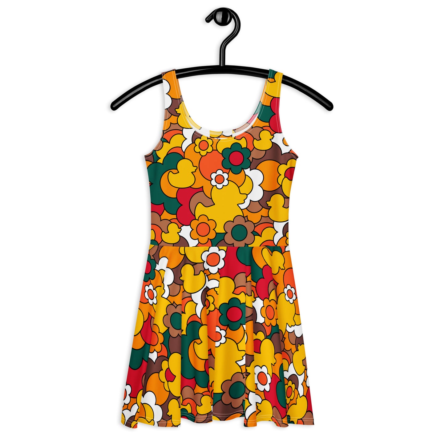 Skater dress - DUCK PARADISE retro - Flower ducks print 3XL