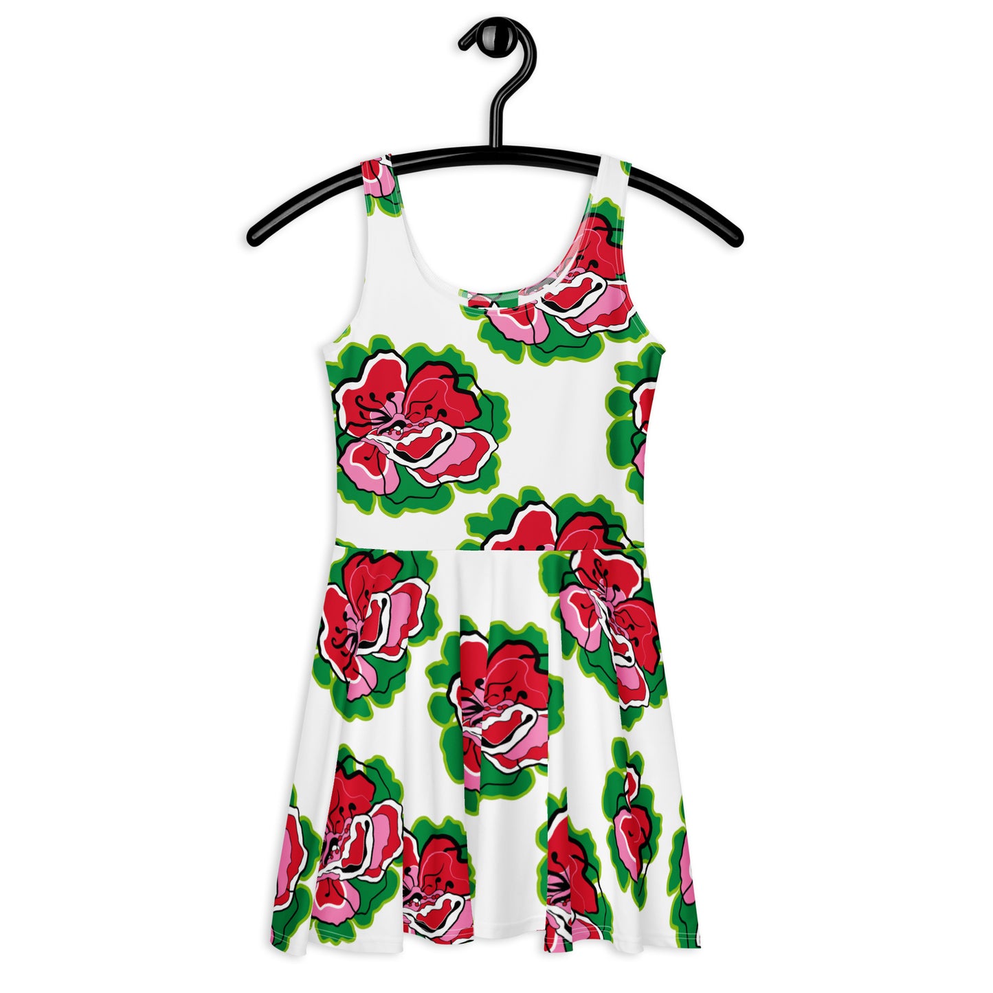 Skater dress - POPPY PARADE red white - Bold poppy print 3XL