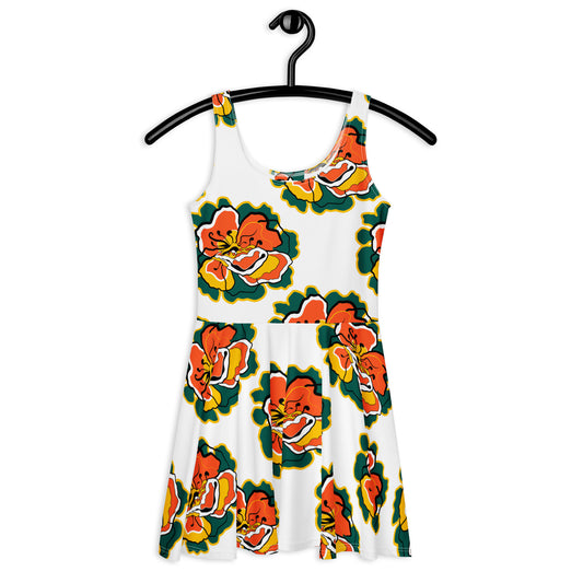 Skater dress - POPPY PARADE retro white - Bold poppy print 3XL