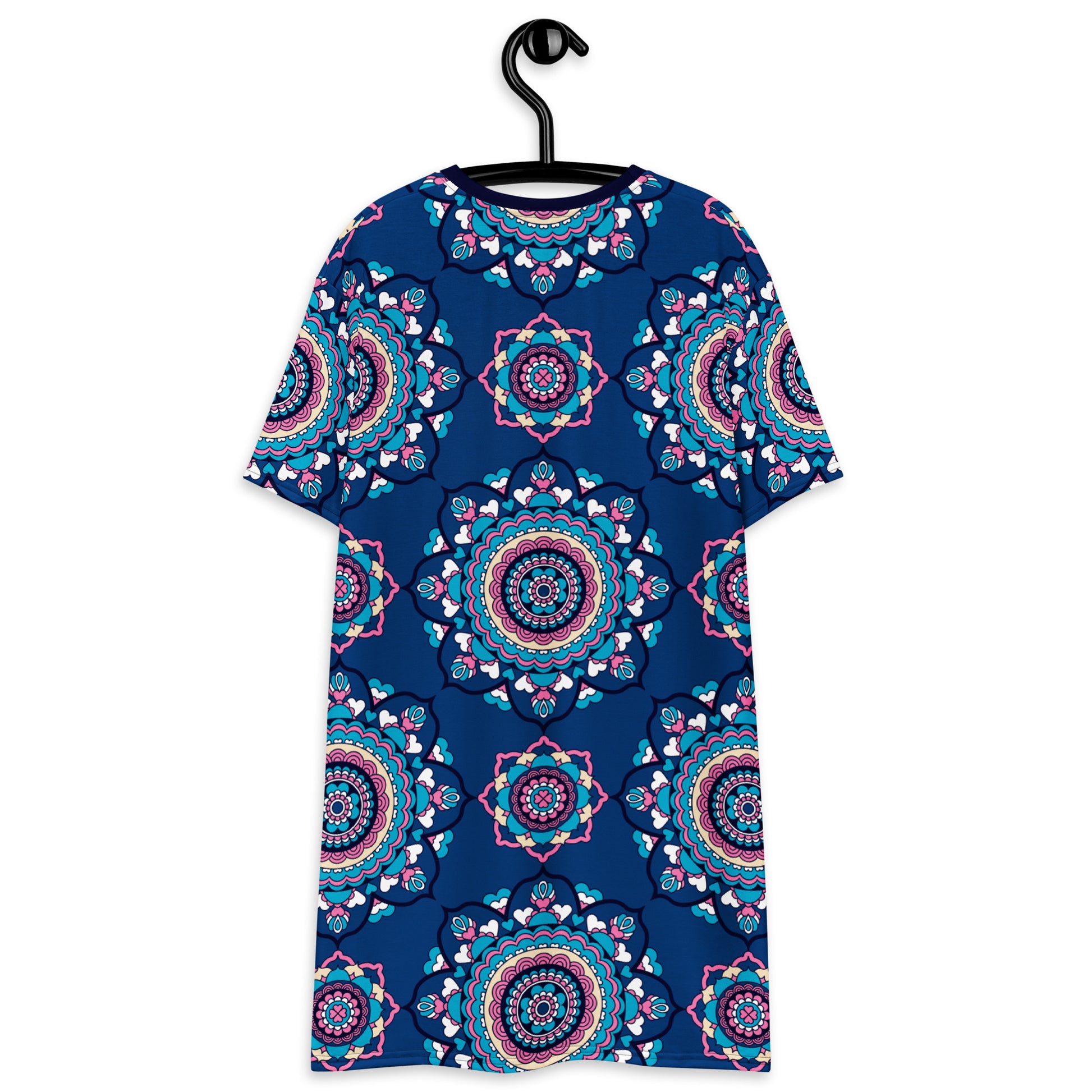 T-shirt dress - FOREVERMORE summer blue - Romantic flower and heart print