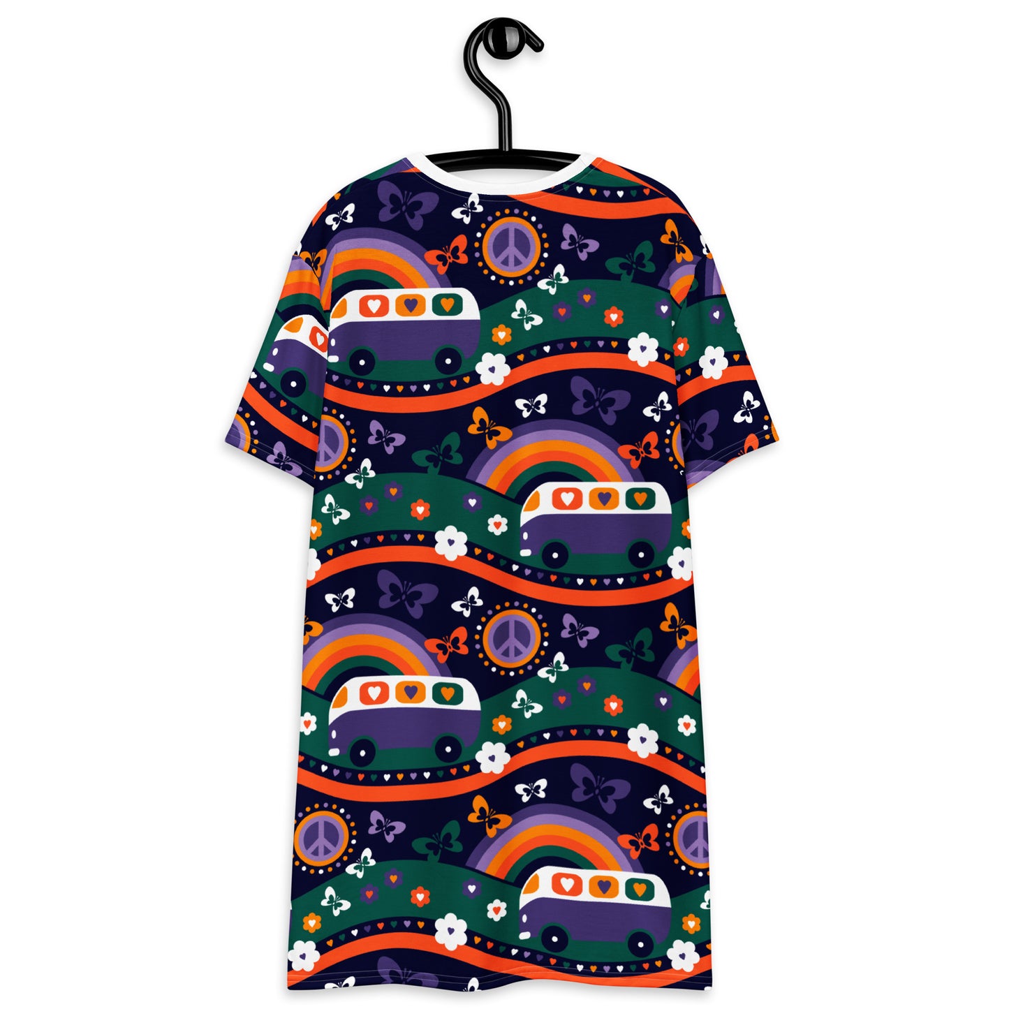 T-shirt dress - HIPPIE DAY purple - Colorful hippie print