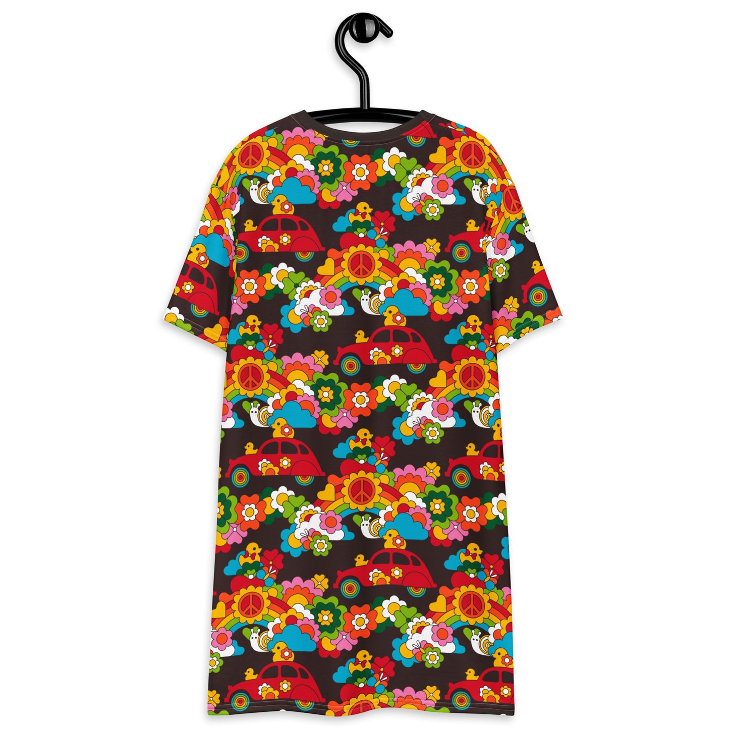 T-shirt dress - DUCKS AND PEACE rainbow - Hippie roadtrip print