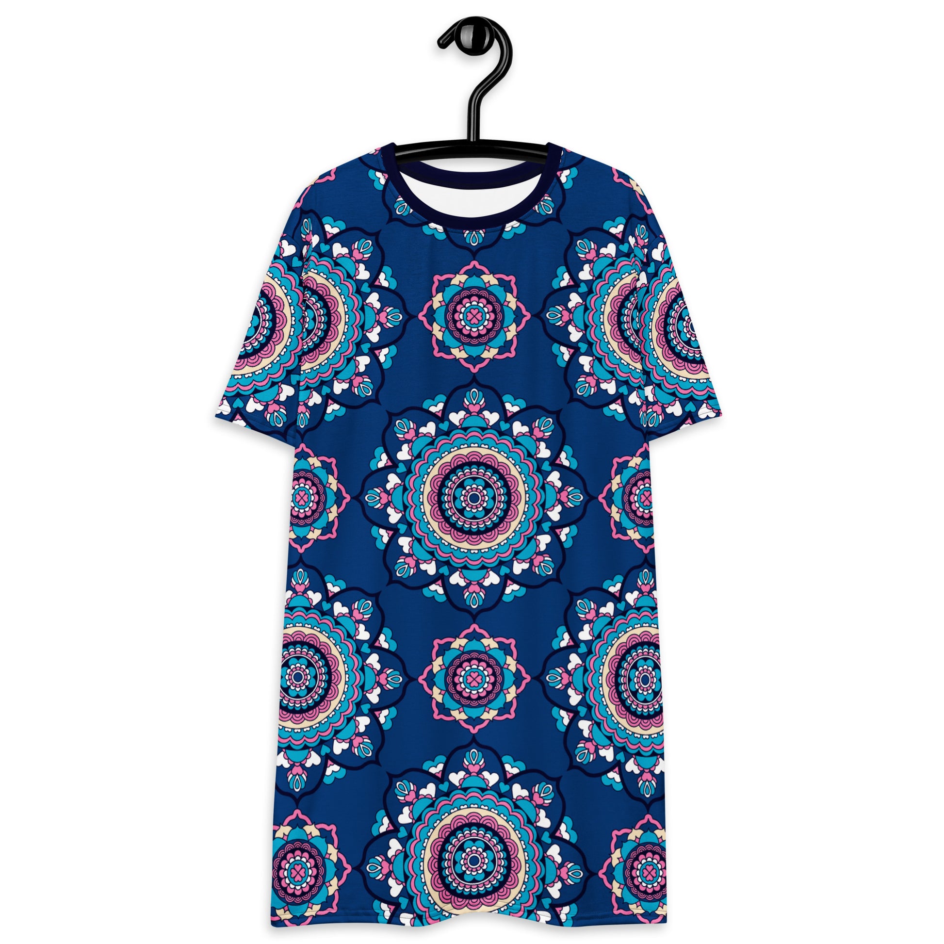 T-shirt dress - FOREVERMORE summer blue - Romantic flower and heart print 6XL
