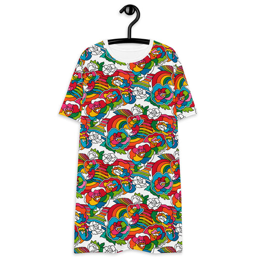 T-shirt dress - RAINBOW-NEL - Joyful rainbow print 6XL