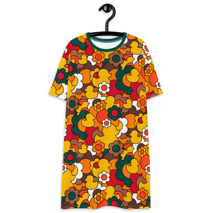 T-shirt dress - DUCK PARADISE retro - Flower ducks print 6XL