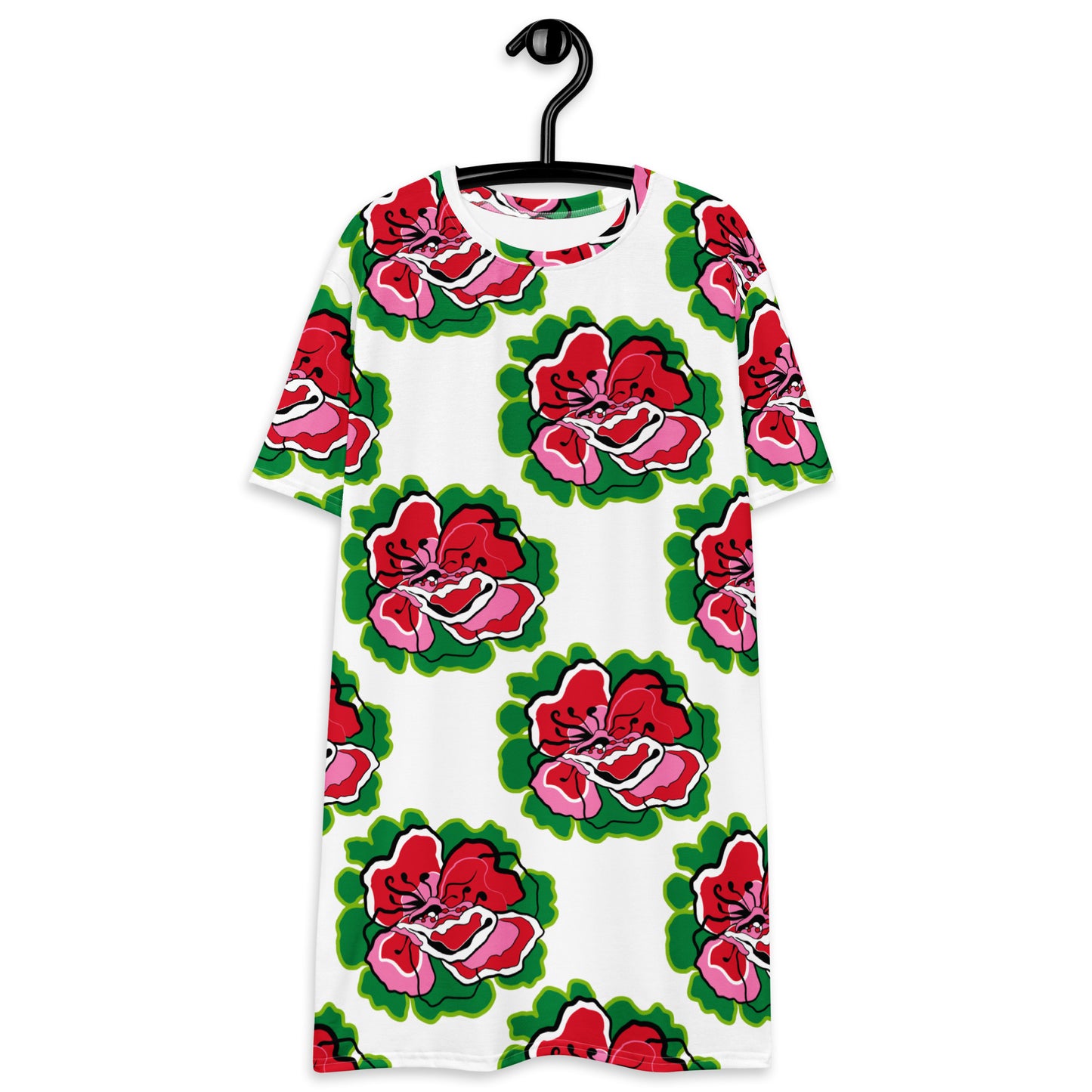 T-shirt dress - POPPY PARADE red white - Bold poppy print 6XL