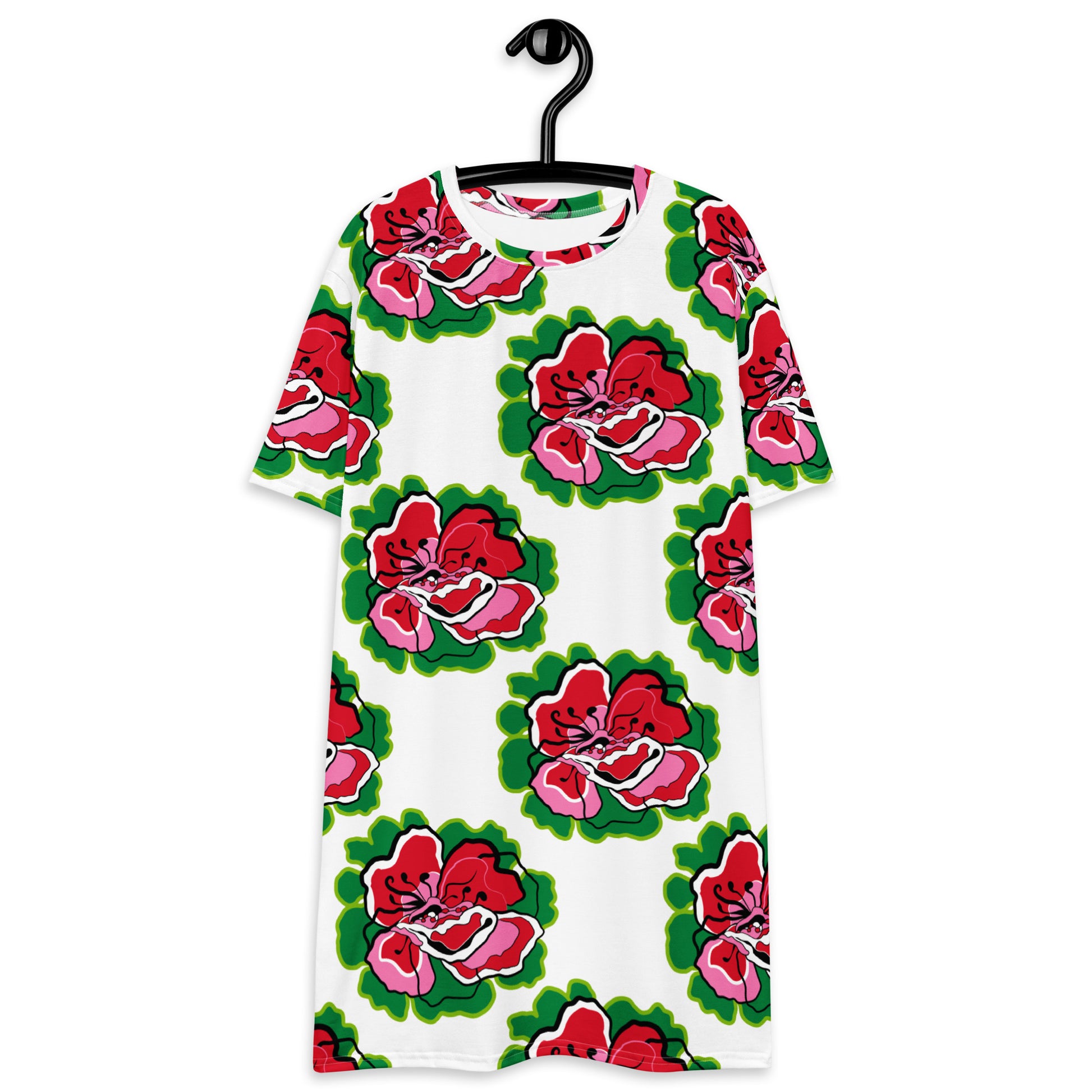 T-shirt dress - POPPY PARADE red white - Bold poppy print 6XL