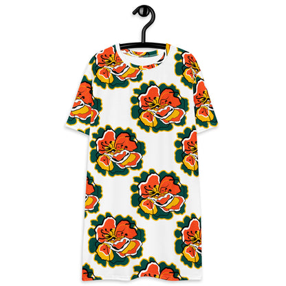T-shirt dress - POPPY PARADE retro white - Bold poppy print 6XL