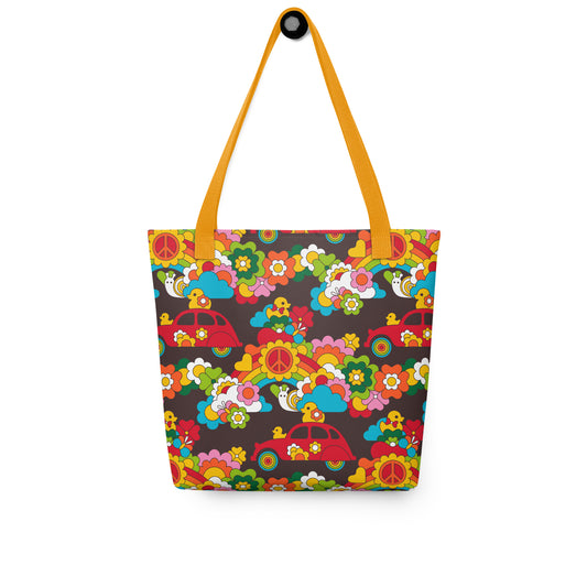 Tote bag - DUCKS AND PEACE rainbow - Hippie roadtrip print Default Title