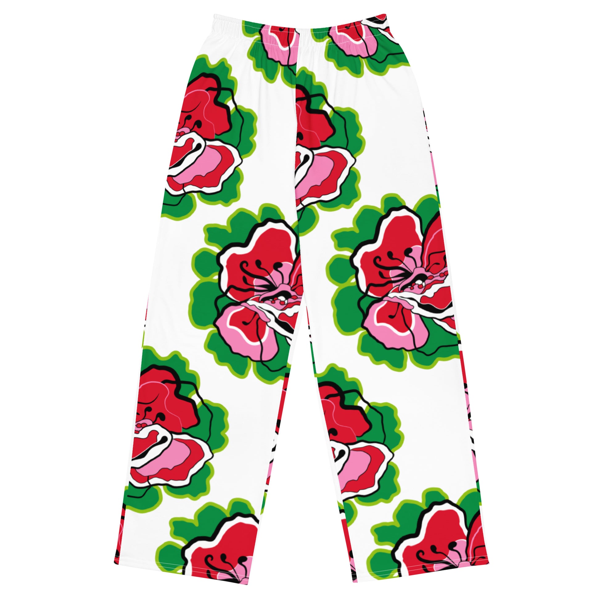 Pants - POPPY PARADE red white - Bold poppy print 6XL