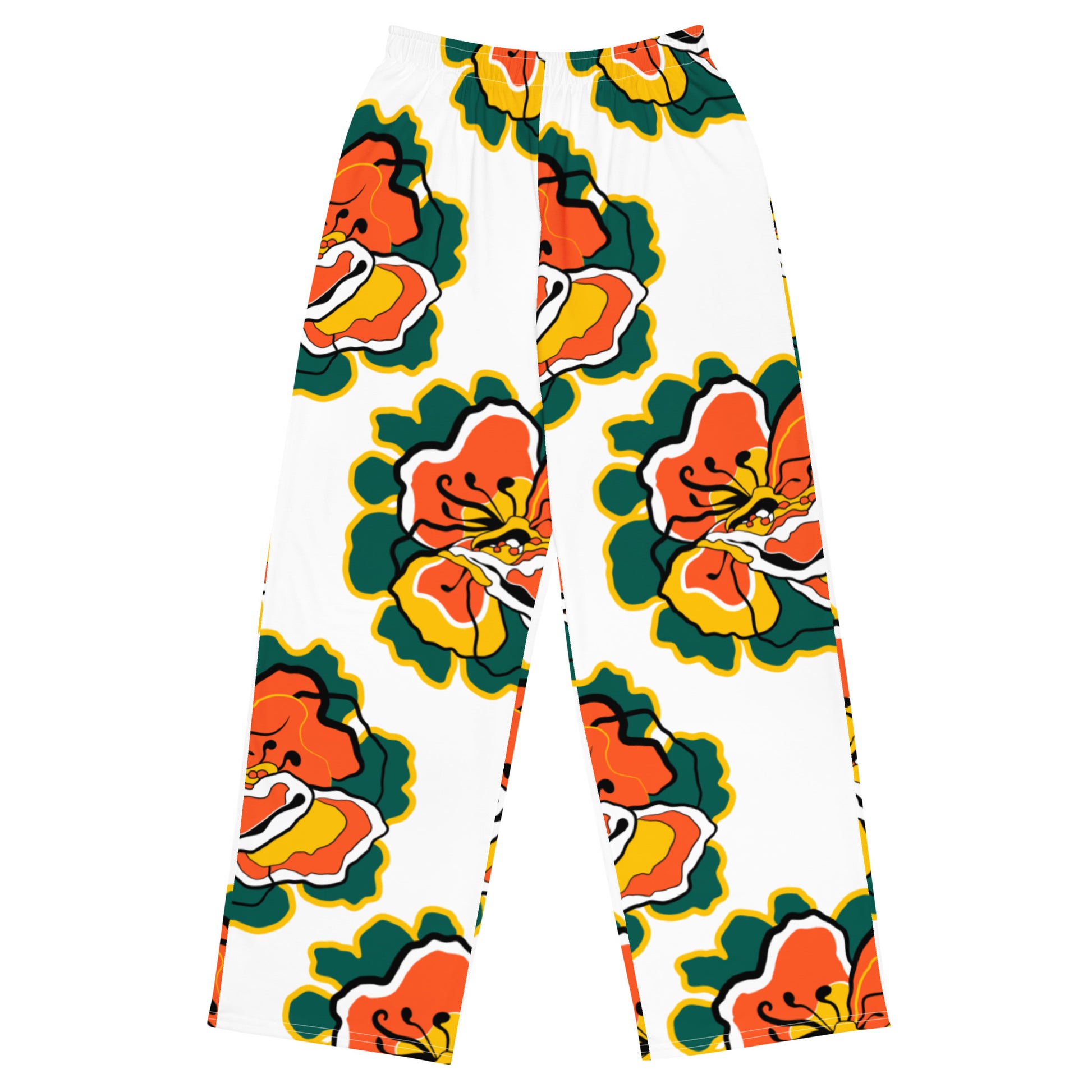Pants - POPPY PARADE retro white - Bold poppy print 6XL