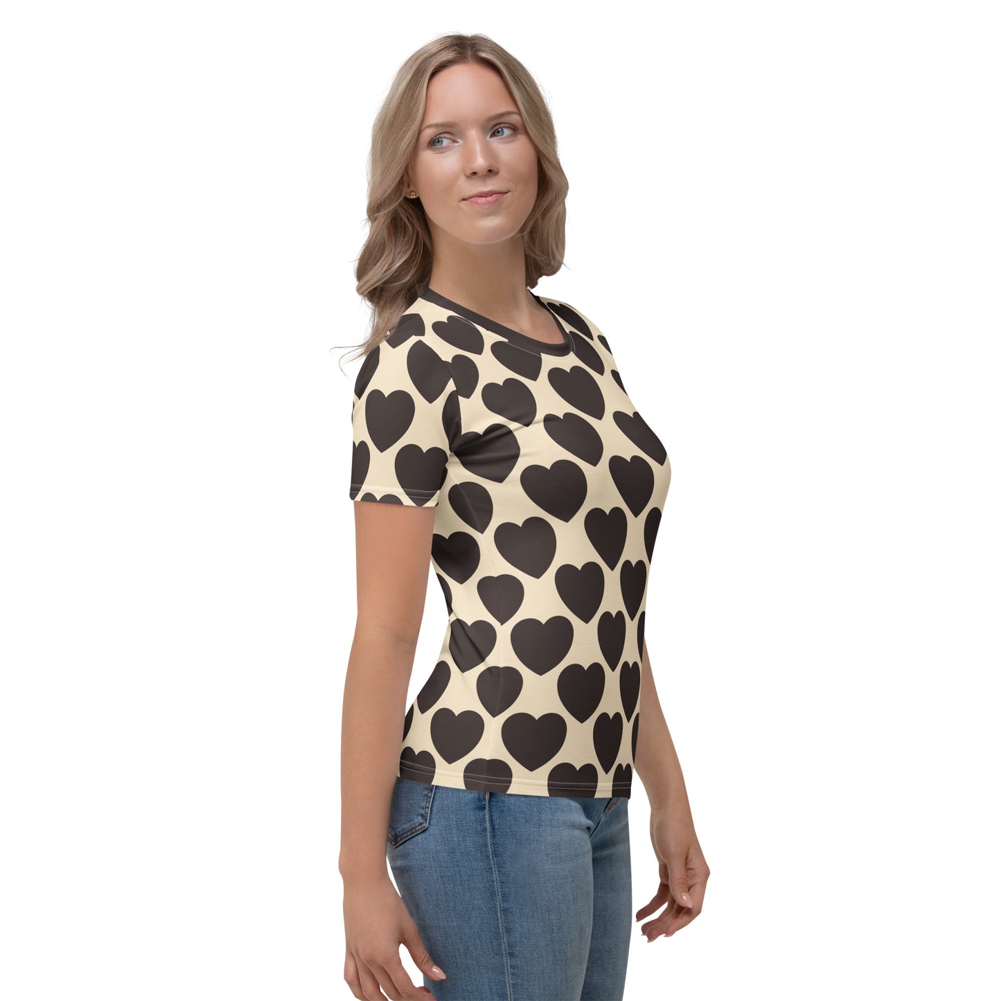 Woman's T-Shirt - ELLIE LOVE brown - Bold Heart Print