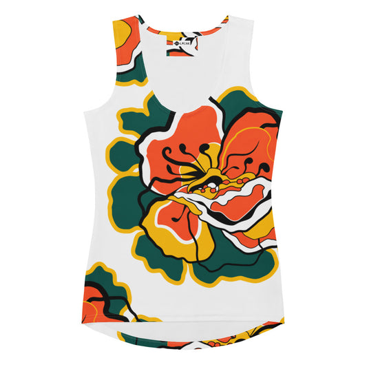 Tank top - POPPY PARADE retro white - Bold poppy print XL