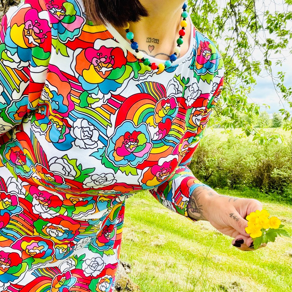 Midi dress - RAINBOW-NEL - Joyful rainbow print