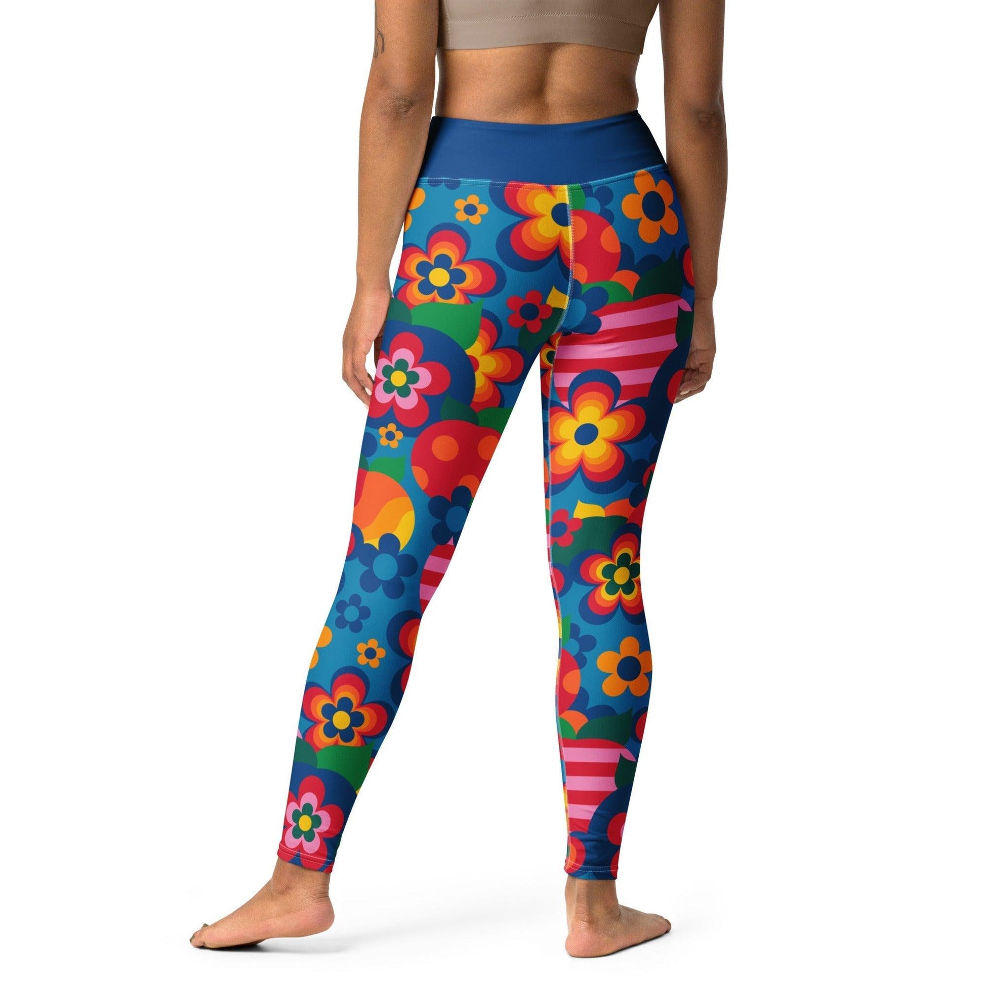 Yoga Leggings -2- APPLEMANIA blue - Fun Apple Print