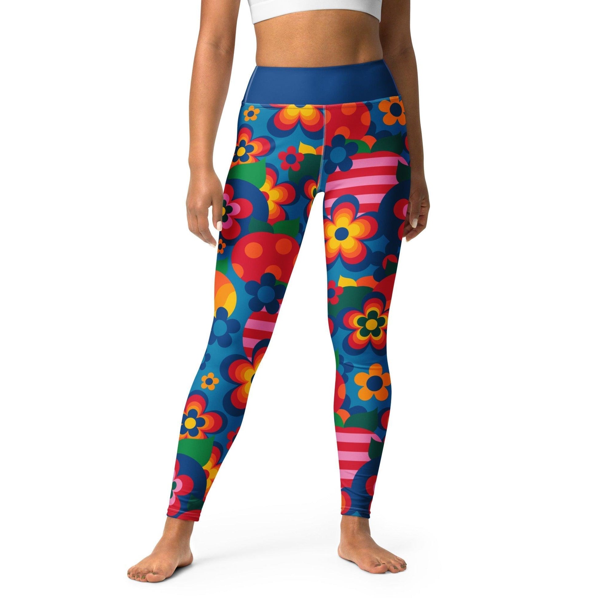 Yoga Leggings -2- APPLEMANIA blue - Fun Apple Print