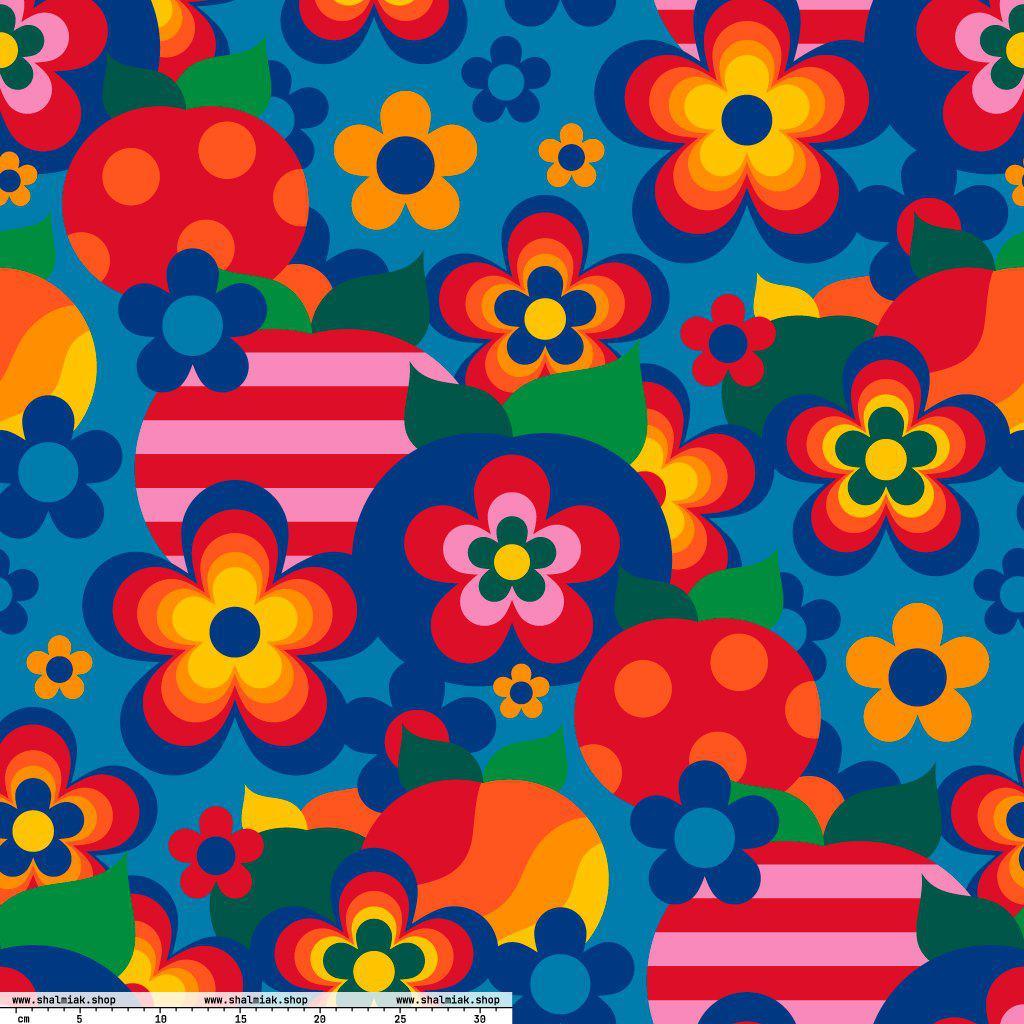 Fabric - APPLEMANIA blue - Fun Apple Print