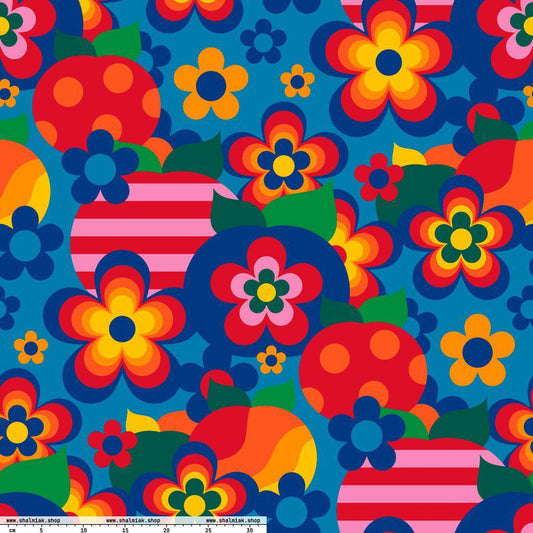 Fabric - APPLEMANIA blue - Fun Apple Print
