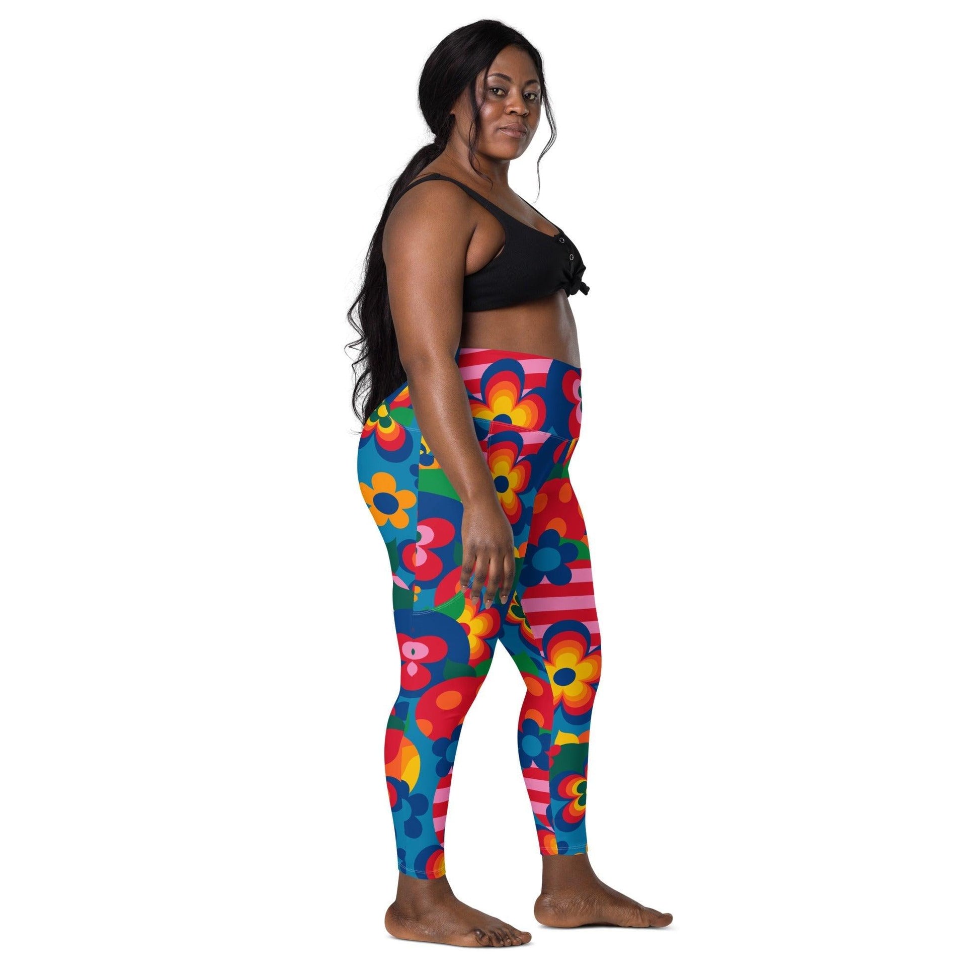 Leggings With Pockets - APPLEMANIA blue - Fun Apple Print