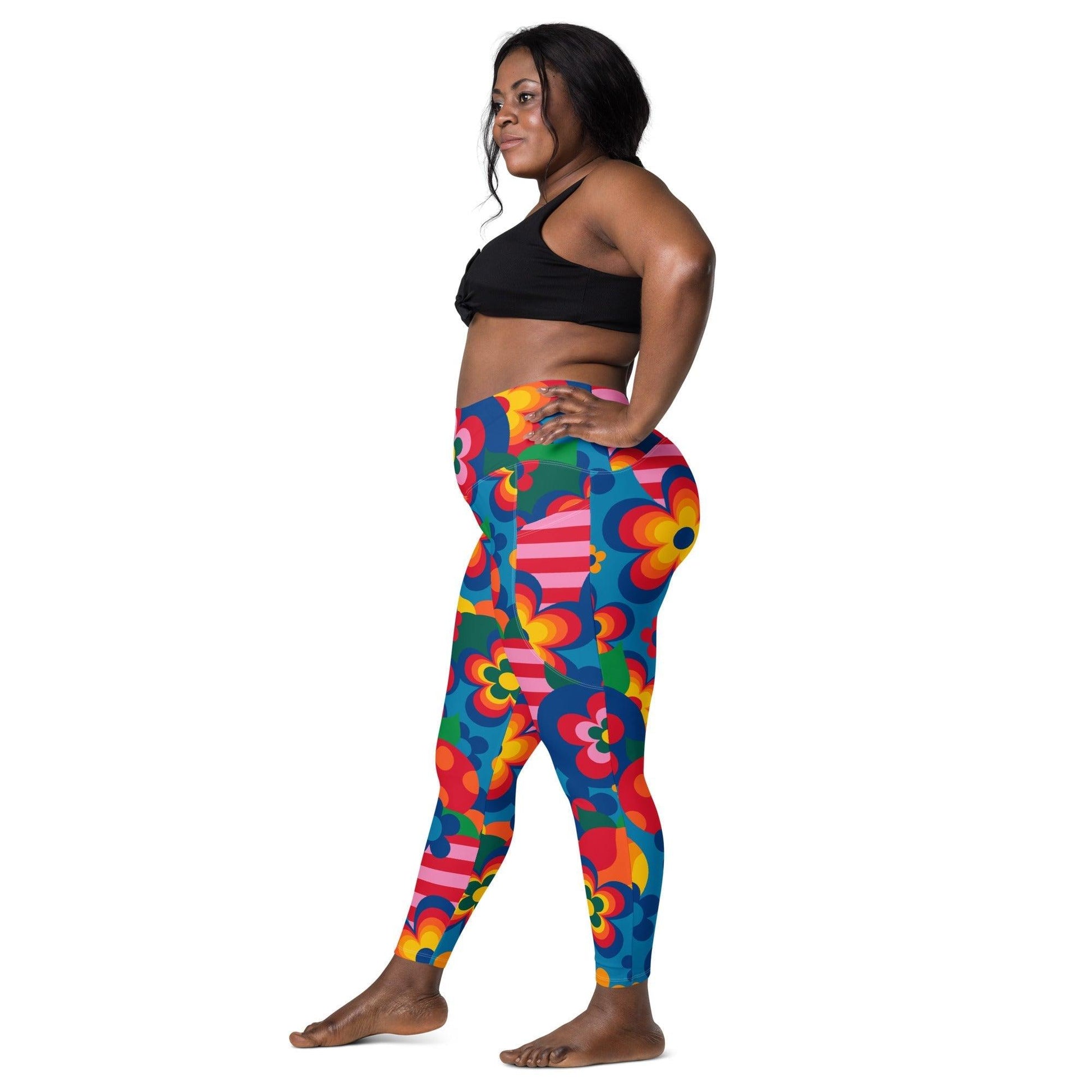 Leggings With Pockets - APPLEMANIA blue - Fun Apple Print