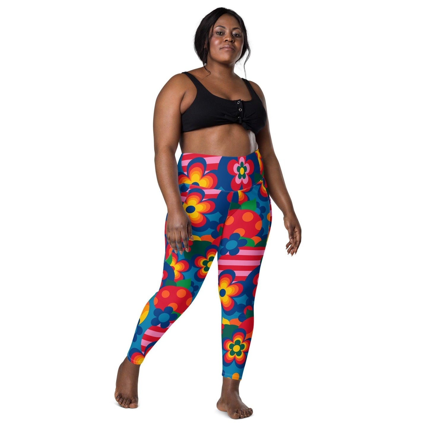 Leggings With Pockets - APPLEMANIA blue - Fun Apple Print