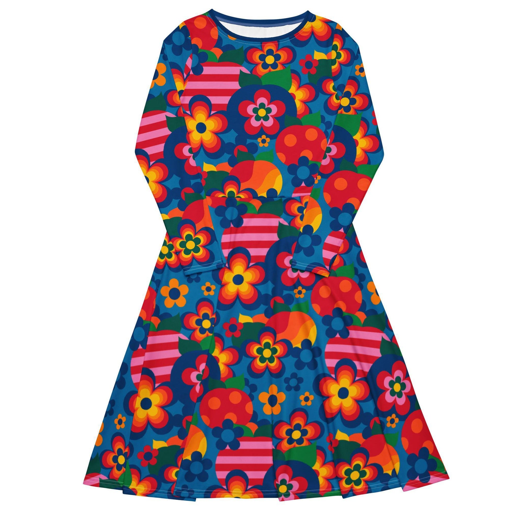 Midi Dress - APPLEMANIA blue - Fun Apple Print