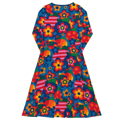 Midi Dress - APPLEMANIA blue - Fun Apple Print