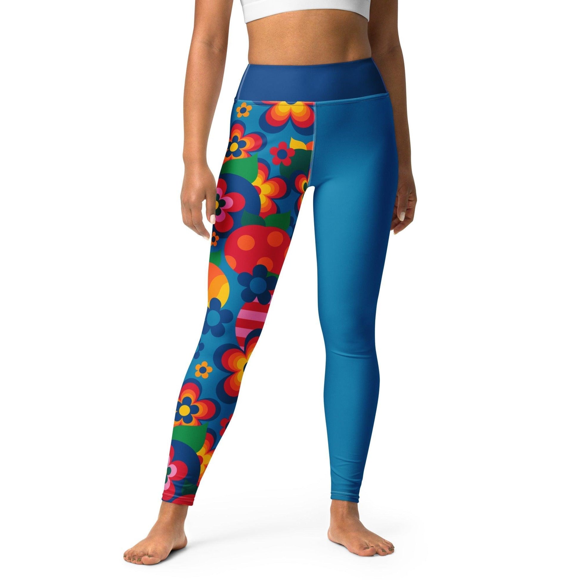 Yoga Leggings - APPLEMANIA blue - Fun Apple Print