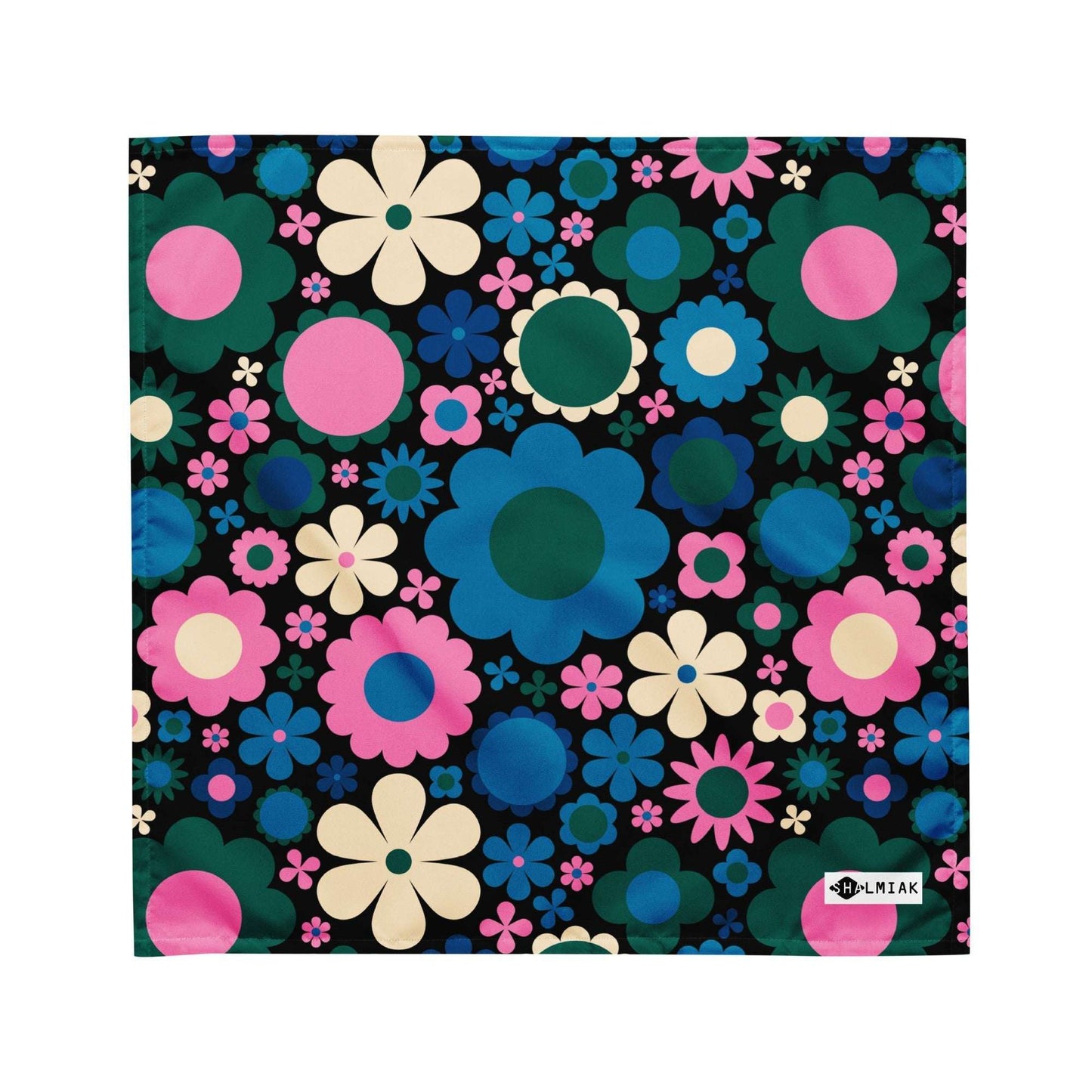 Bandana - BLOOMPOP blue pink - Popping Bloom Print