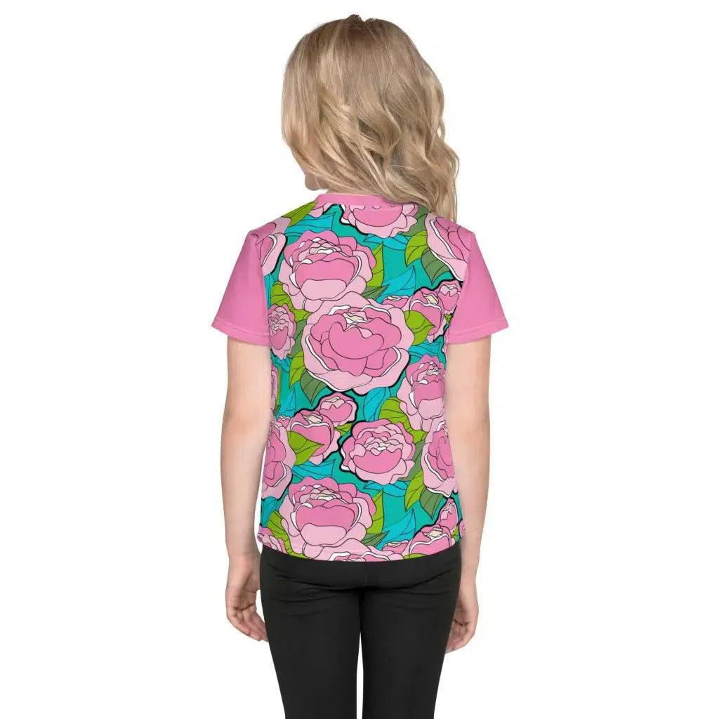 Kids' T-Shirt - BE MY ONLY pink turquoise - Bold Pink Peonies Print