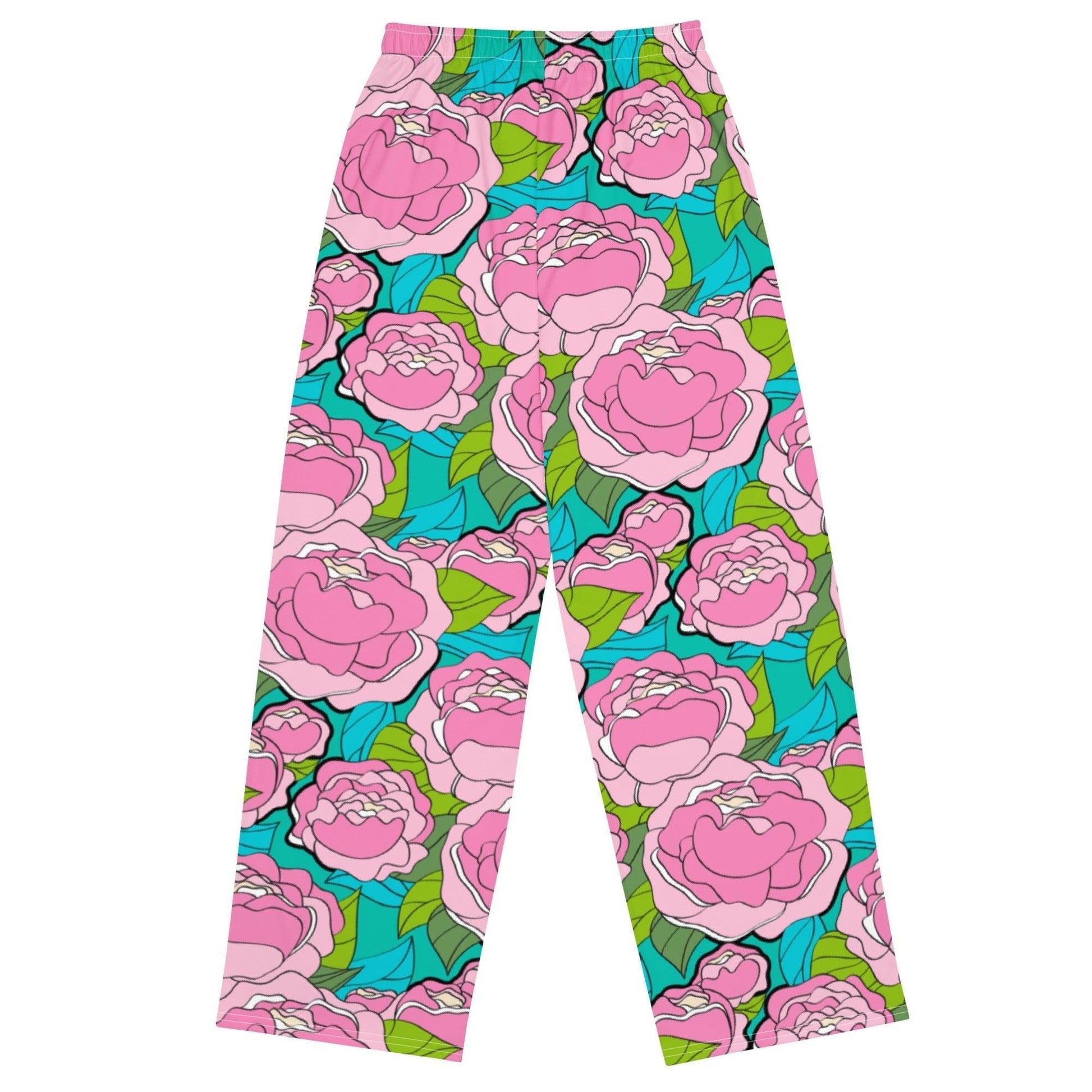 Pants - BE MY ONLY pink turquoise - Bold Pink Peonies Print