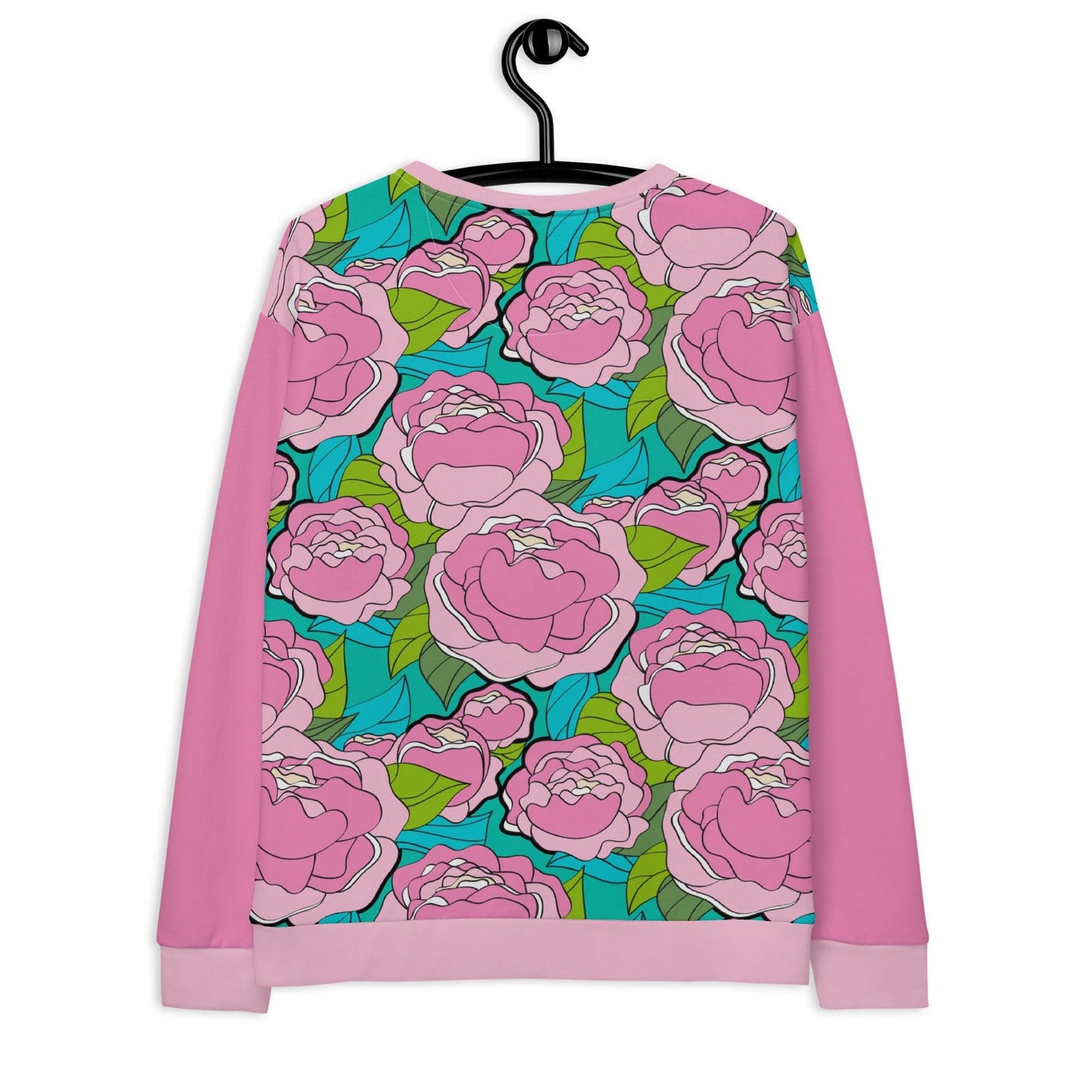 Sweatshirt - BE MY ONLY pink turquoise - Bold Pink Peonies Print