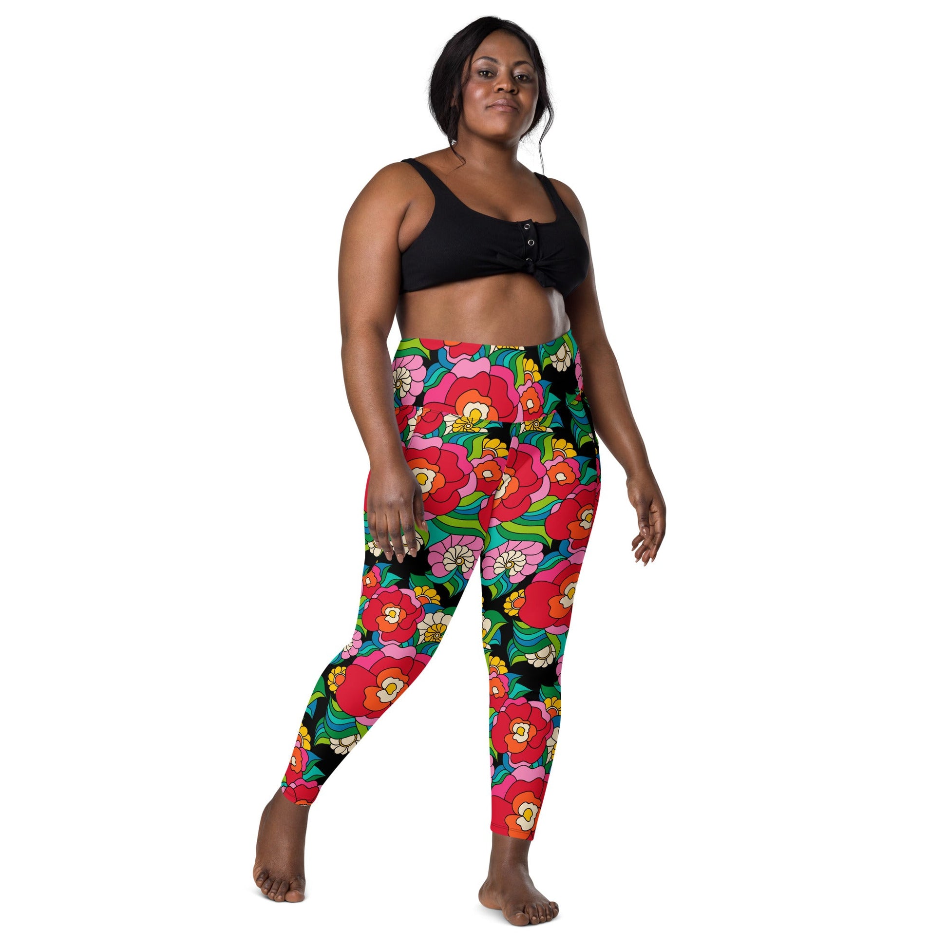 Leggings With Pockets - BELLADRAMA - Big Bold Bloom Print