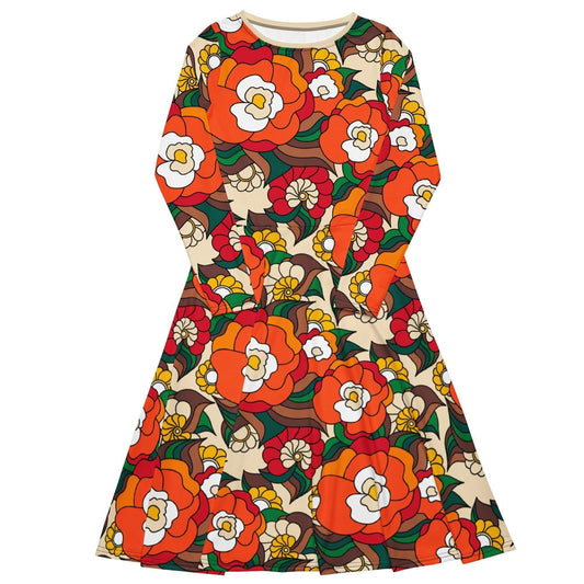 Midi Dress - BELLADRAMA retro - Big Bold Bloom Print